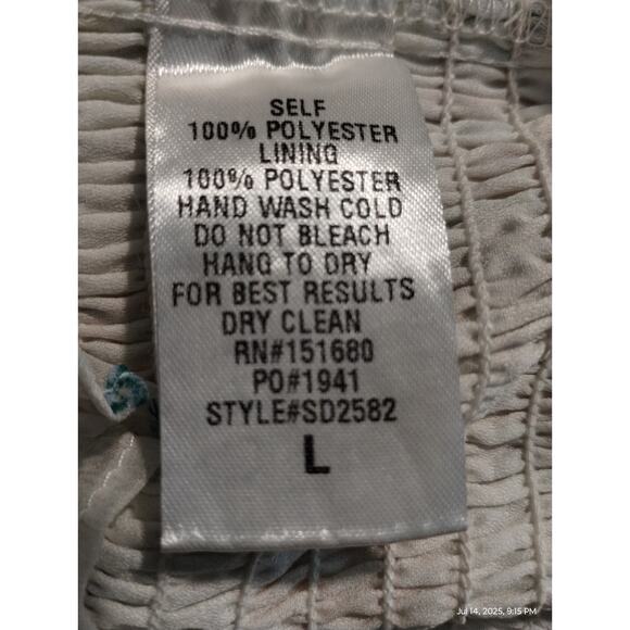 STORIA Women's Size Large Pastel Floral Smocked Chiffon Ruffle Whimsical Dress - Picture 10 of 10